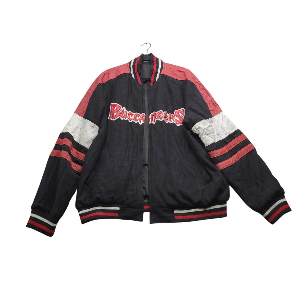 NFL Tampa Bay Buccaneers Reversible Varsity Jacket Mens Large Black Red